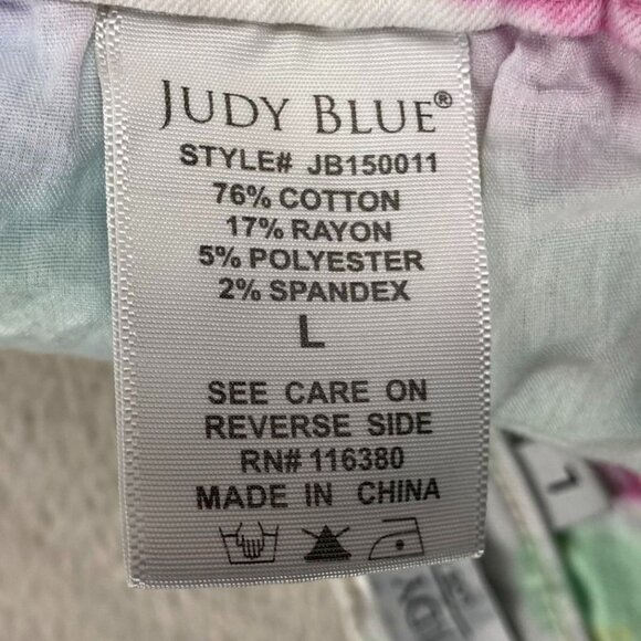 Judy Blue Woman's Tie-Dye Denim Shorts L Multicolor Cotton Blend Comfortable Sty - Picture 5 of 13